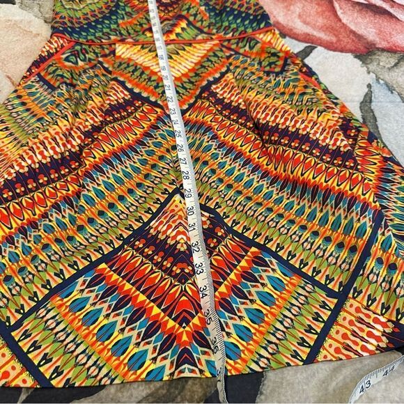 Ellen Tracy colorful a-line sleeveless dress boho print pockets keyhole back - Picture 10 of 16